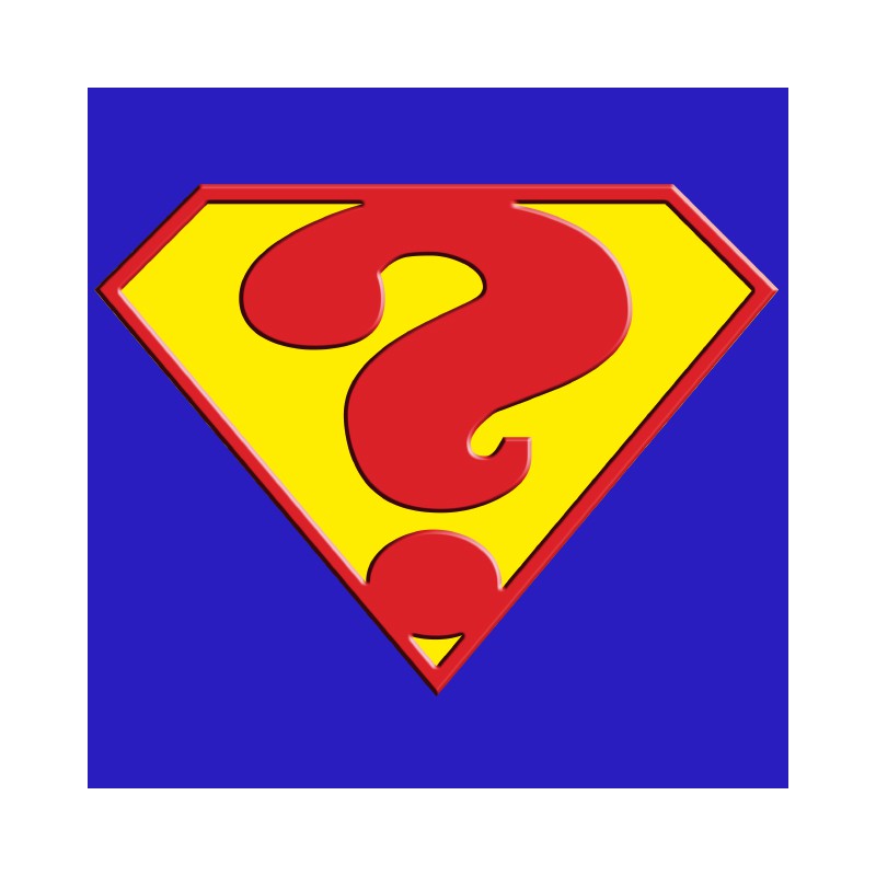 Tee-Shirt Superman Logo With A Blue Question Mark - Black-White-Tshirt.com