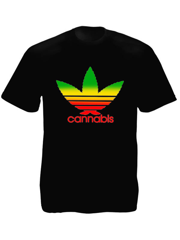 Adidas Logo Cannabis Black Tee-Shirt