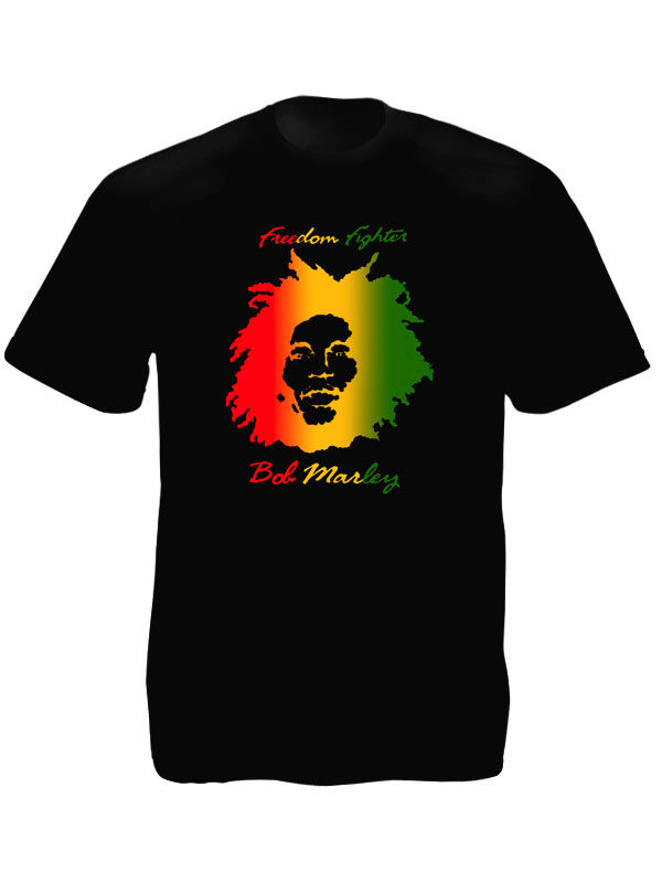 Bob Marley Freedom Fighter Black Tee-Shirt