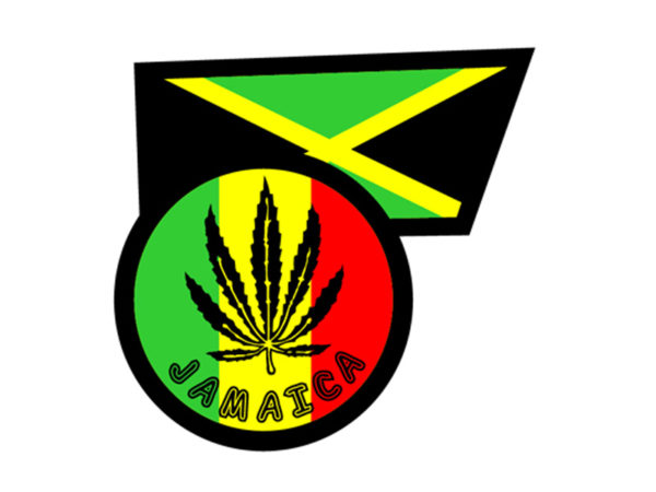Ganja Leaf Jamaica Flag White Tee-Shirt