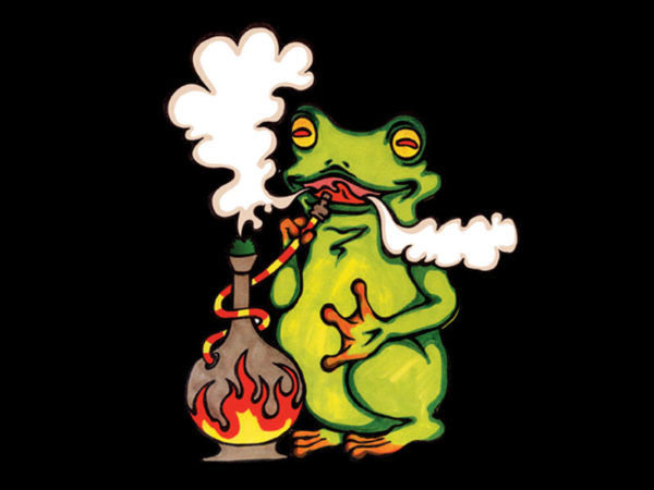 Frog Smoking Pipe Black Tee-Shirt