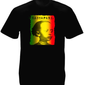 Hailé Sélassié Green Yellow Red Rastafari Black Tee-Shirt