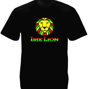 Green Yellow Red Irie Lion Black Tee-Shirt