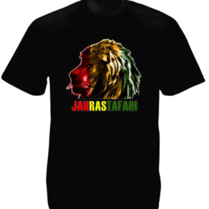 Jah Rastafari Lion Head Black Tee-Shirt