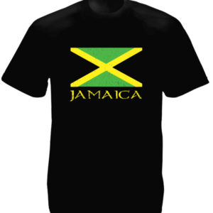 Jamaica Green Yellow Black Flag Black Tee-Shirt