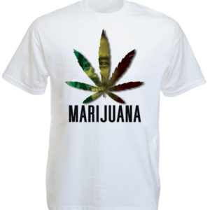 Marijuana Leaf Bob Marley Portrait White Tee-Shirt