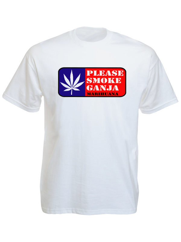 Please Smoke Ganja White Tee-Shirt