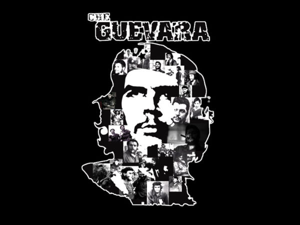 White Che Guevara Portrait Black Tee-Shirt