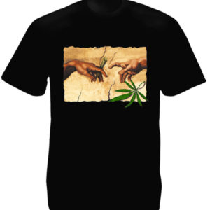 Michelangelo Painting The Creation of Adam Black Tee-Shirt