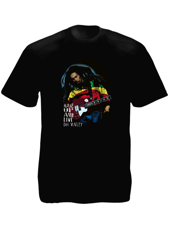Wake Up and Live Bob Marley Black Tee-Shirt