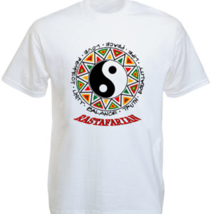 Yin & Yang Rastafarian White Tee-Shirt
